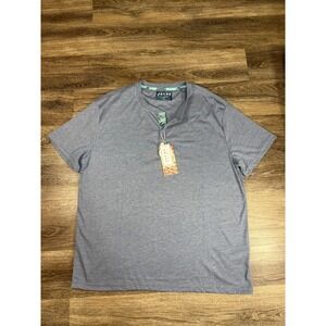 Jachs NY Mens Henley Shirt XL Blue Signature Soft Touch Short Sleeve NWT